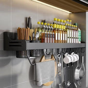 Kruidenrek appeso - organizzatore di erbe per parete - nero - 40 cm