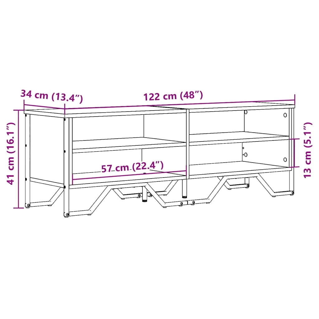 Mobile TV multimediale mensola TV credenza TV sala da pranzo soggiorno camera da letto Sonoma 122 x 34 x 41 cm legno ingegnerizzato grigio 02_0028384