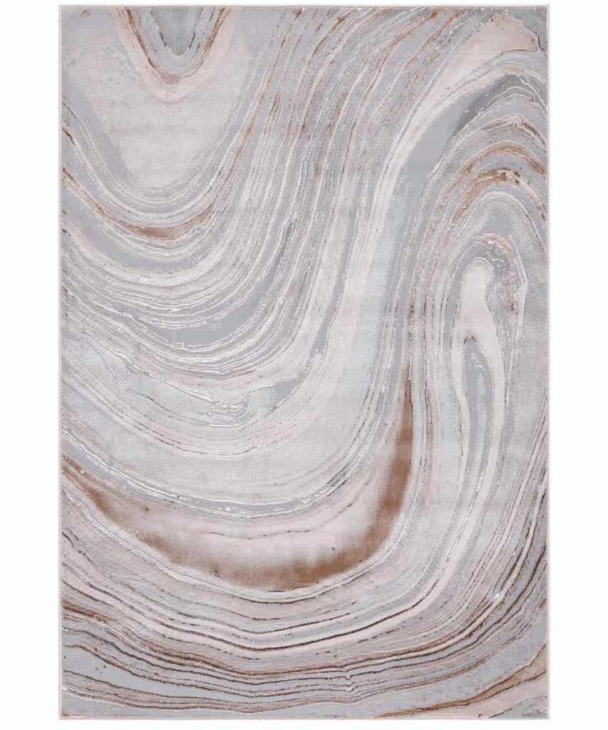 Tappeto NEVADA 9223 grigio oro cm.200x290 effetto marmo a onde moderno