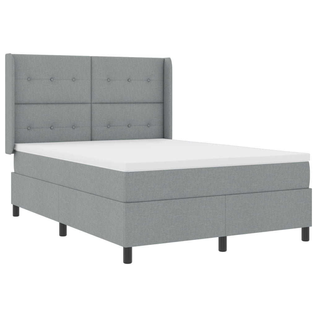 Letto Box Spring con Materasso Grigio Chiaro 140x200 cm Tessuto