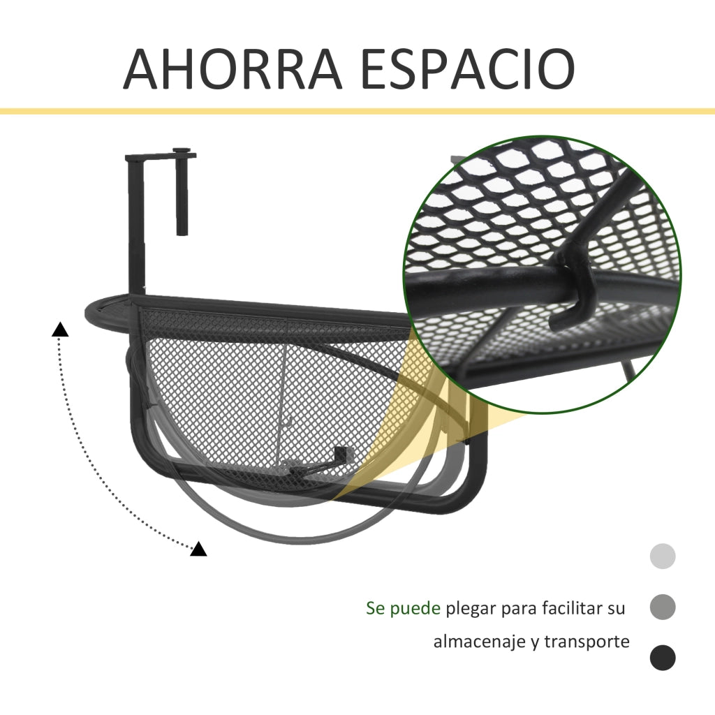 Tavolo da balcone semicircolare ¨C zephmum ¨C regolabile in altezza 60x47x50 cm
