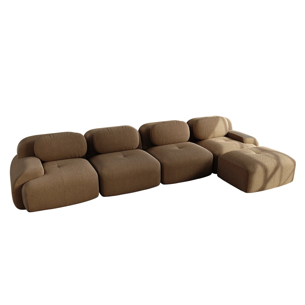Divano Angolare 4 Posti con Chaise Longue ¨C Xylo ¨C Marrone, Braccioli Extra Larghi