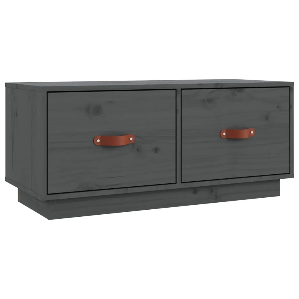 Mobile Porta TV Grigio 80x34x35 cm in Legno Massello di Pino 818242