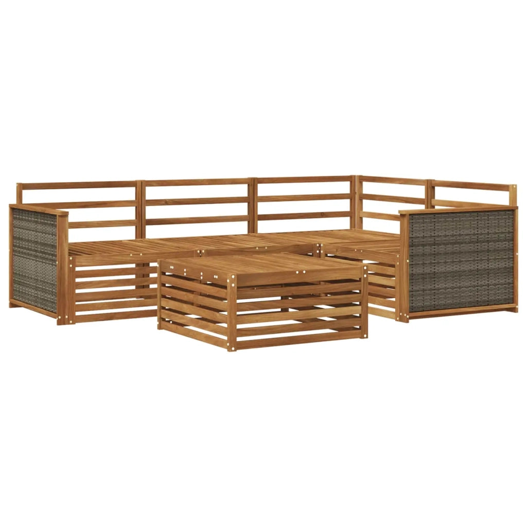 Set di divani da esterno 5 pz Naturale Legno di Acacia Massello 3383317