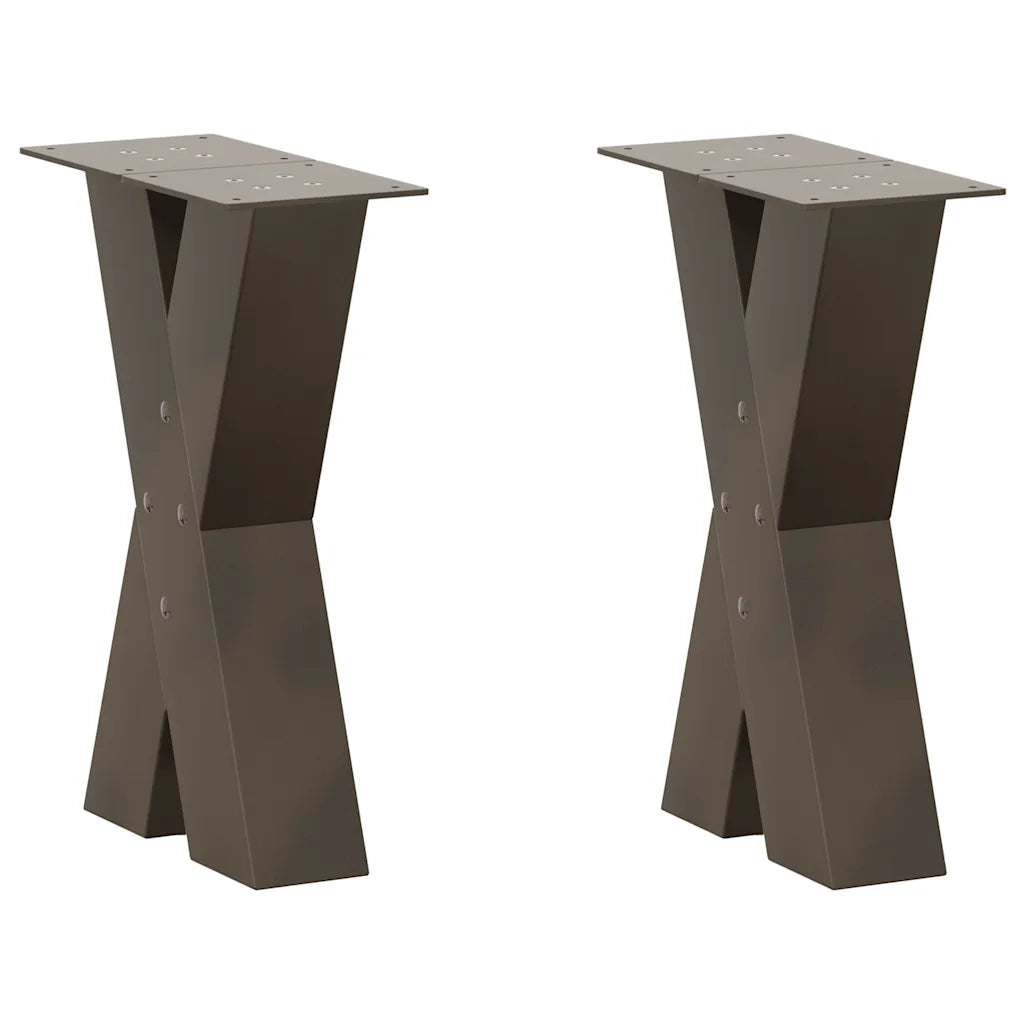 Gambe per Tavolino da CaffÃ¨ a Forma di X 2 pz Acciaio Naturale 38x(42-43) cm Acciaio
