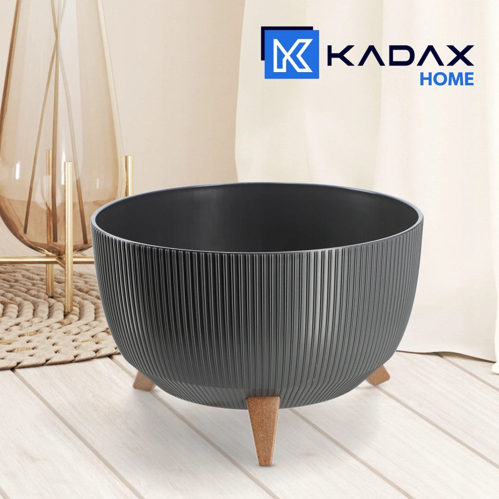 Vaso da giardino KADAX con gambe, grande, rotondo, per fiori, con ciotola interna, 40 cm