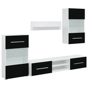 Unit¨¤ TV 5 pz | Armadietto TV | Mobile Porta TV con Illuminazione a LED Nero Opaco Truciolato