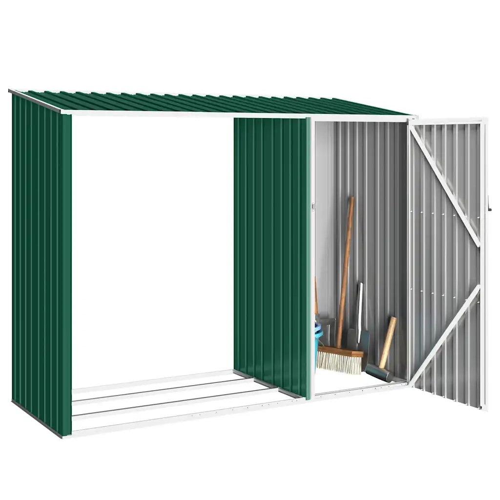 Capanno per Legna Verde 245x98x159 cm in Acciaio Zincato 46293