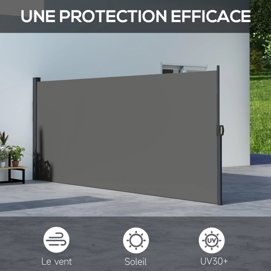 Paravento da giardino retrattile ¨C zephmum ¨C grigio scuro, alluminio, poliestere, 4x1.6 m