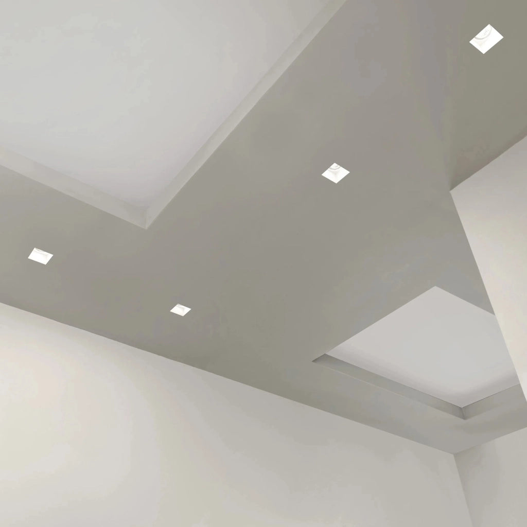 Porta faretto quadrato in gesso verniciabile incasso retrocesso soffitto effetto luce scomparsa 12x12cm