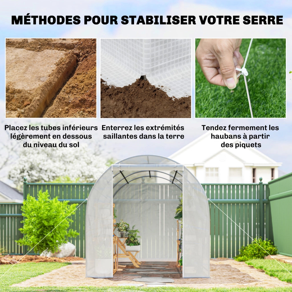 Serra tunnel da giardino 7m2 ¨C zephmum ¨C 350x200x200 cm bianco