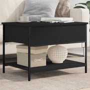 Tavolino da Salotto Nero 70x50x50cm Legno Multistrato Metallocod mxl 112258