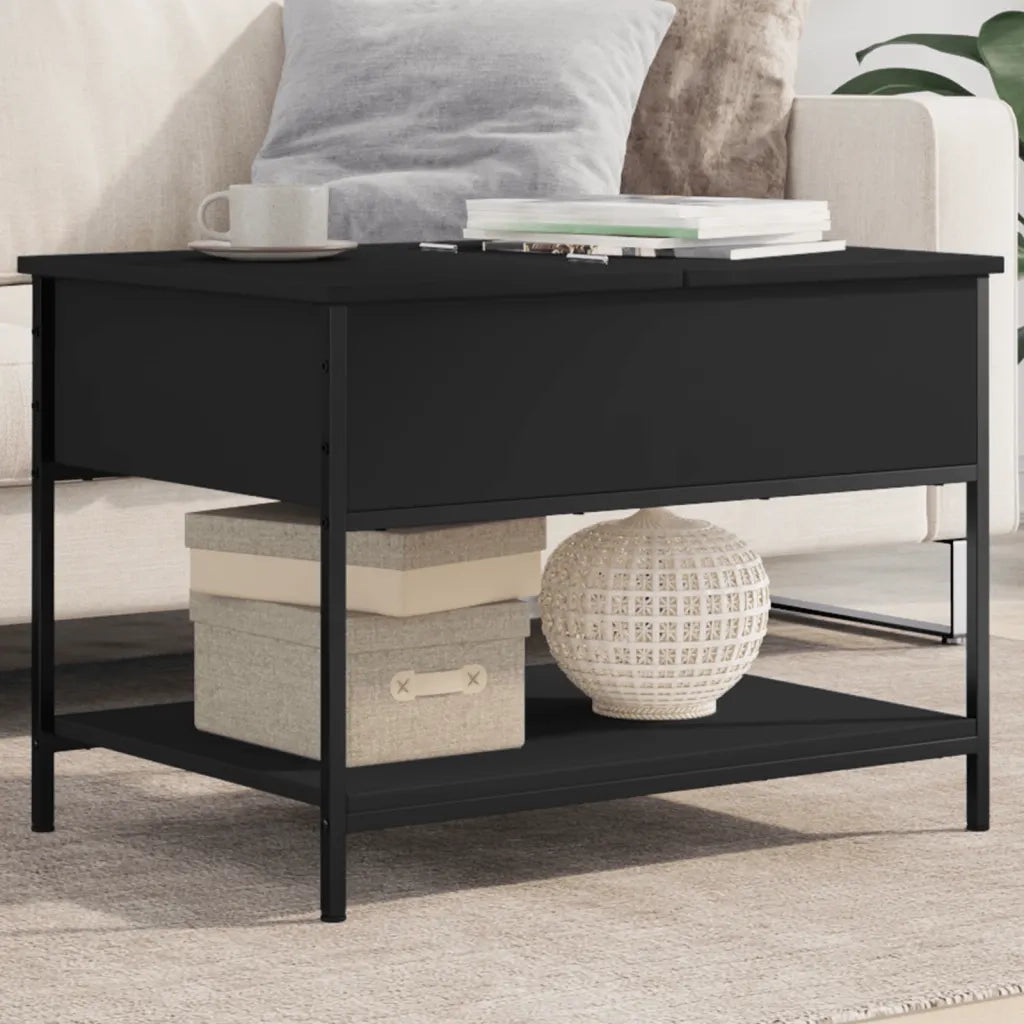 Tavolino da Salotto Nero 70x50x50cm Legno Multistrato Metallocod mxl 112258