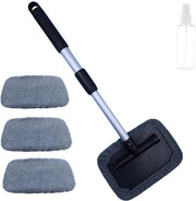 Set di spazzole per auto con manico telescopico con 4 contenitori di spazzola, pulitore di vetro auto pulitore di vetro per auto, pulitore di finestrini interno, spazzola per auto in microfibra grigia, set di pulizia auto.