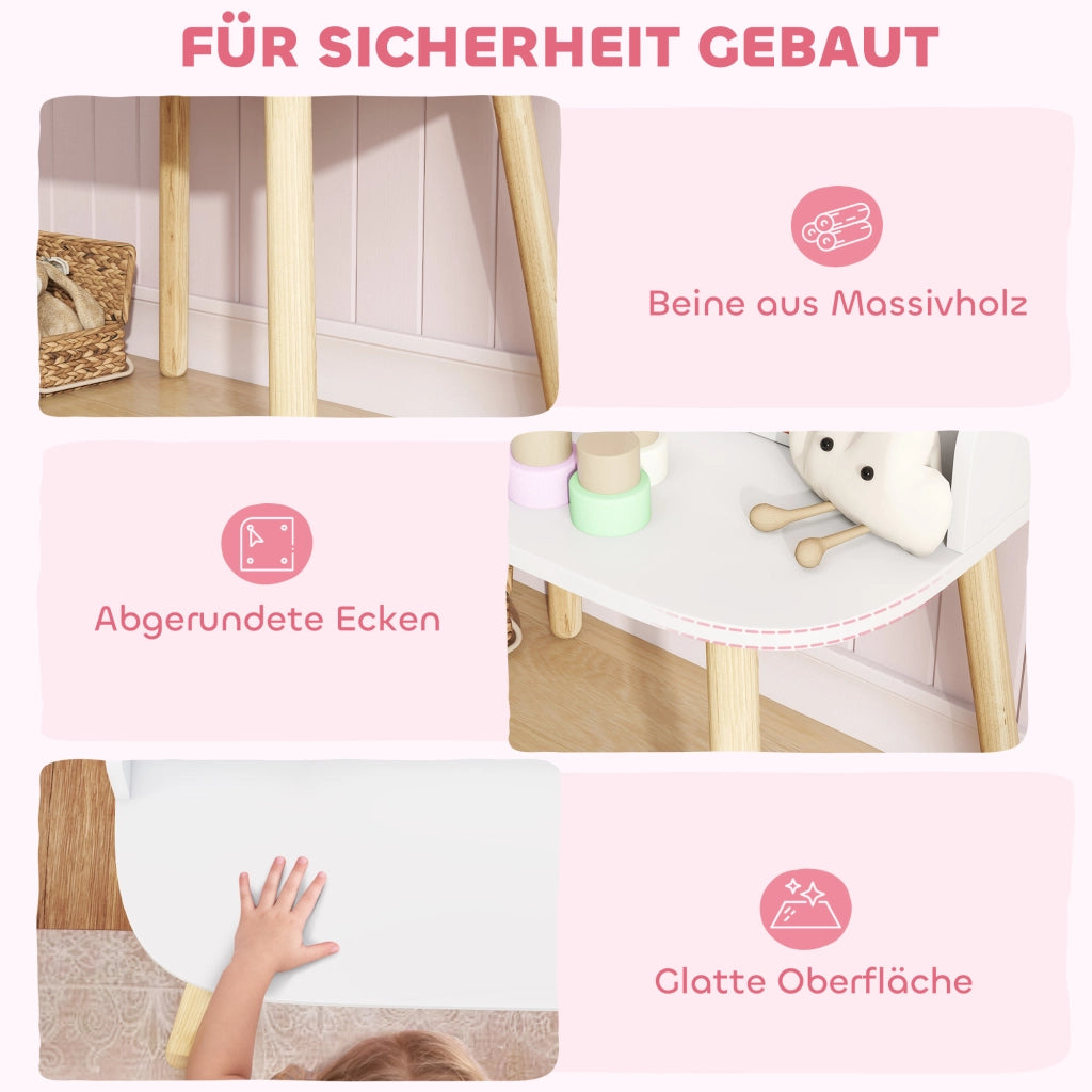Tavolo trucco bambini con sedia specchio cassetti ¨C Xylo ¨C bianco 56x38x87,8cm