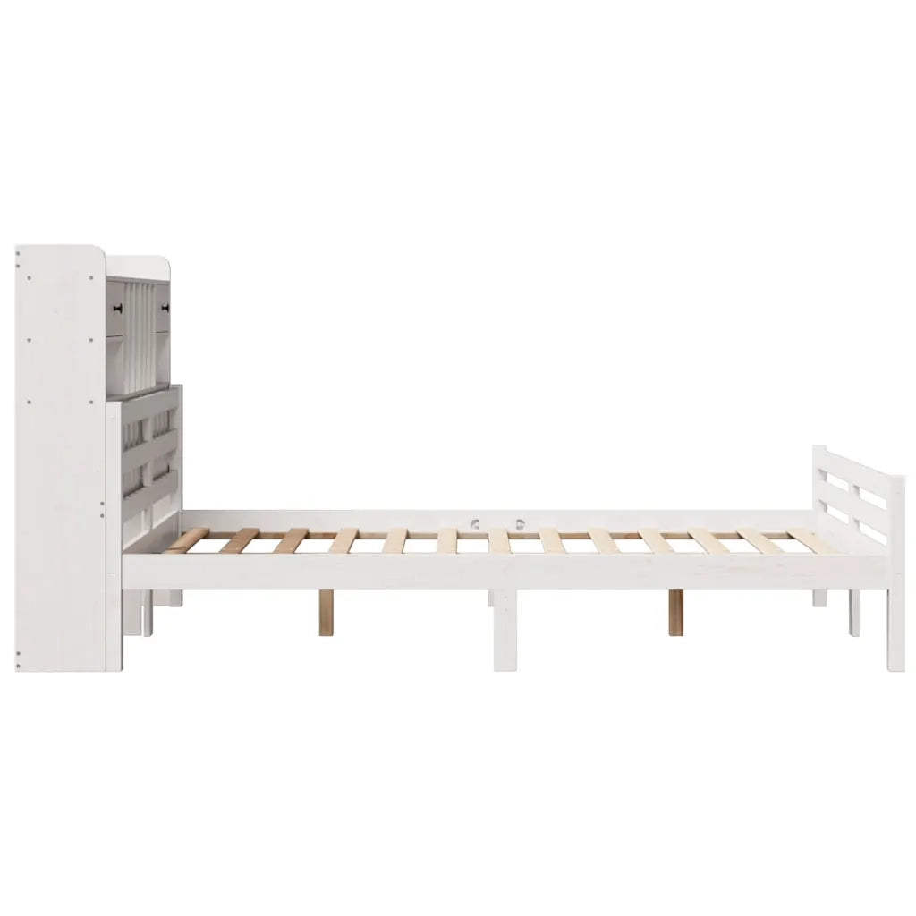 Letto matrimoniale | Letto per adulti | Letto Libreria senza Materasso Bianco 135x190 cm Legno di Pino