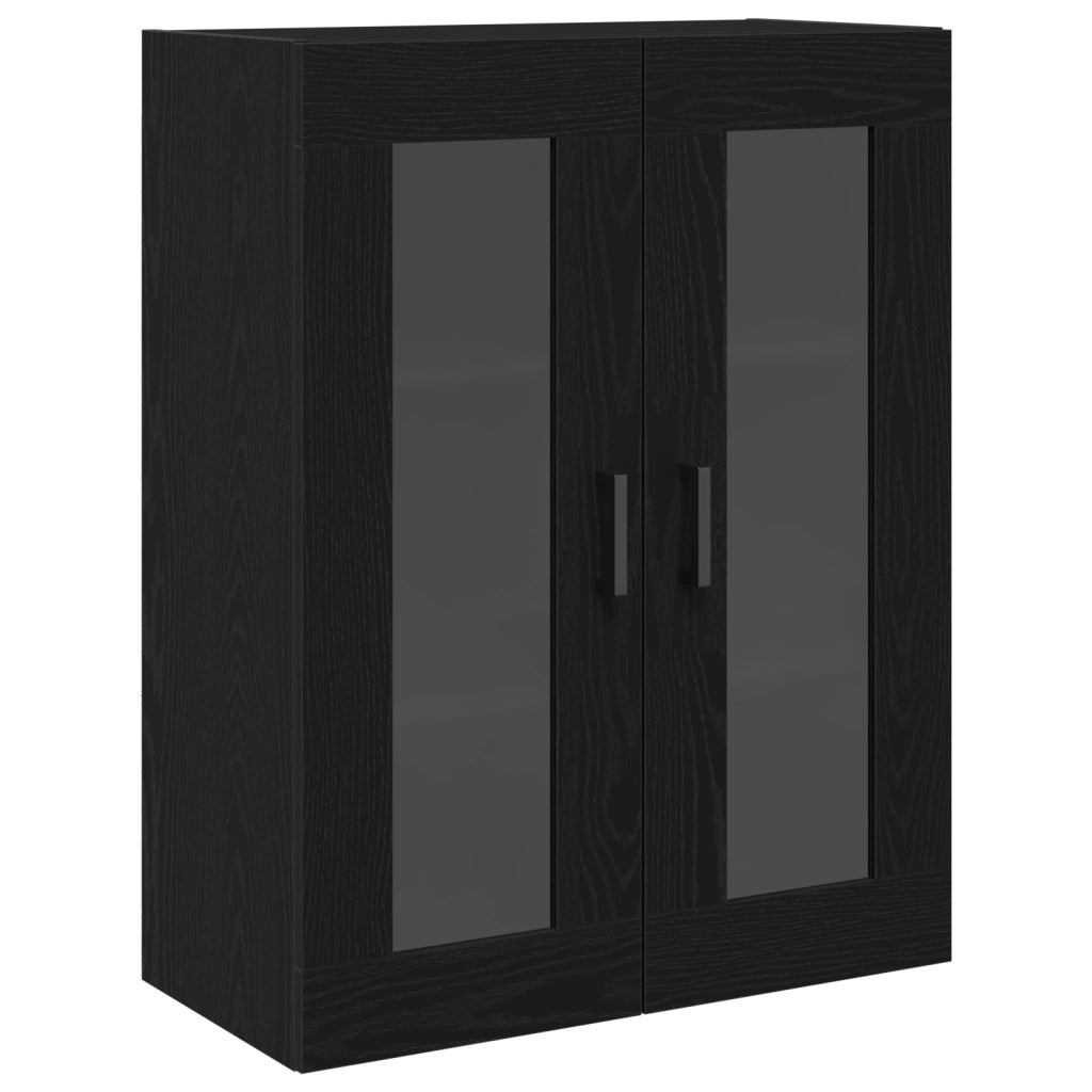Mobile a muro con porte in vetro Rovere nero 69.5x34x90 cm