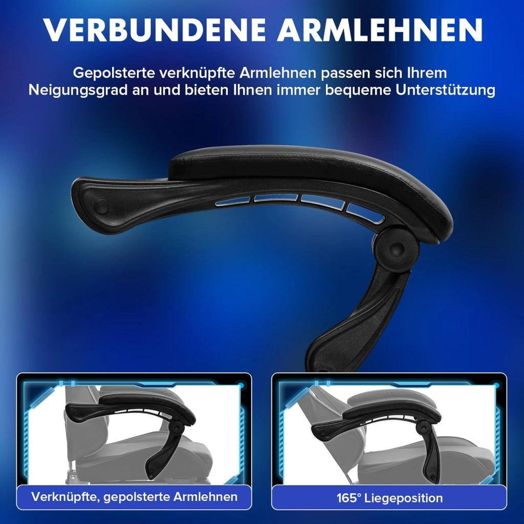 Sedia da gioco con poggiapiedi, ergonomica, con cuscino lombare regolabile, cuscino da gaming, sedia da gamer, altezza regolabile, portata 150 kg