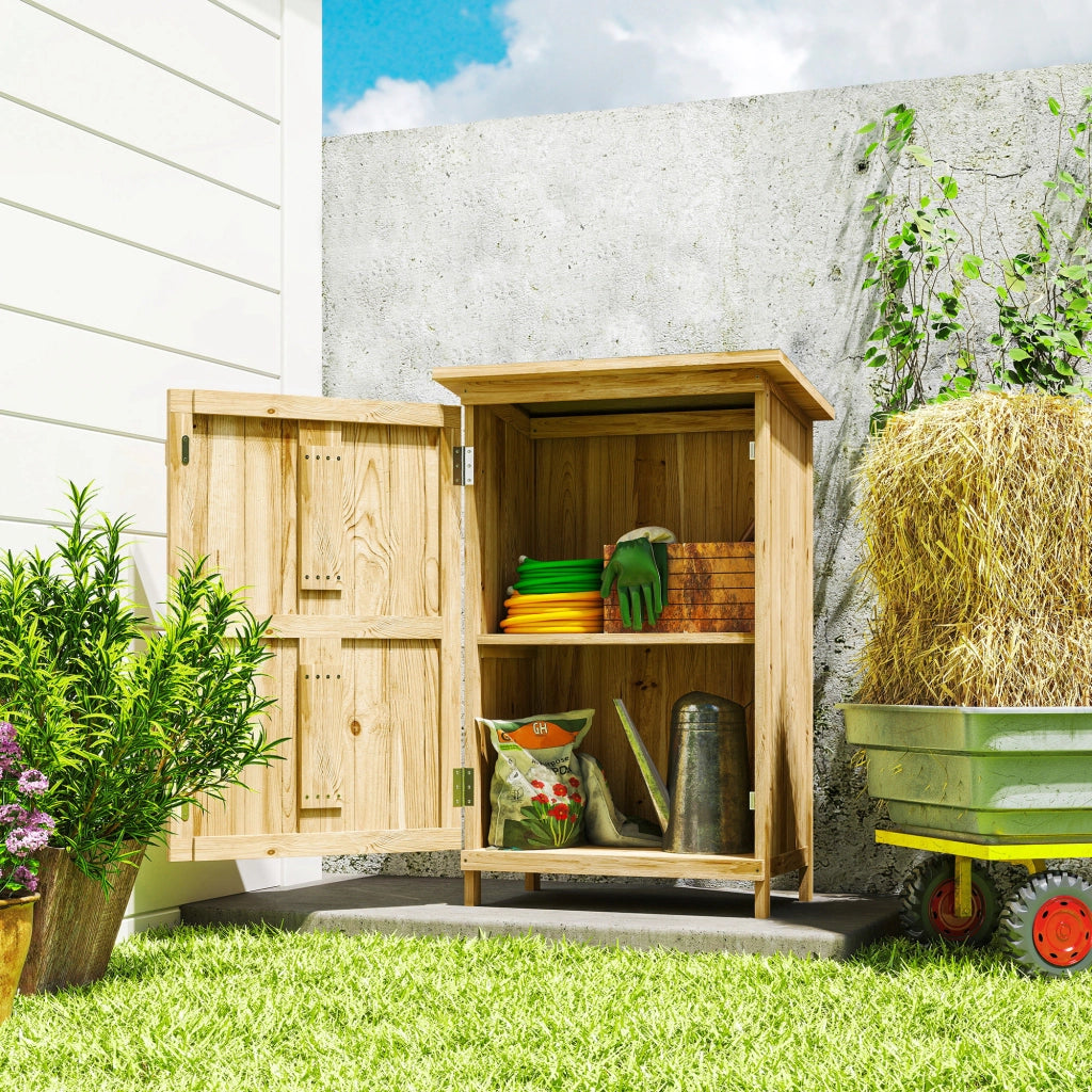 Armadio da Giardino in Legno con 2 Ripiani e Porta ¨C Minimal ¨C 63,5x40x90 cm