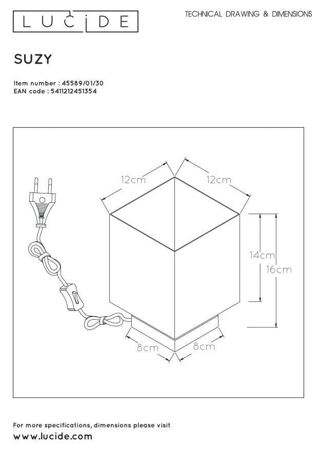 Lampada da tavolo Lucide Suzy E14 40W nera 45589/01/30