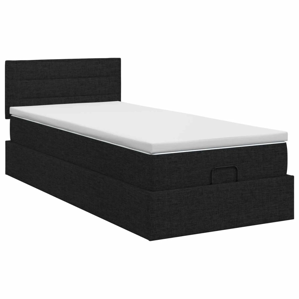 Letto ottomano con materasso Nero 90 x 190 cm Tessuto 3456207