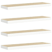 4 pz Scaffali a Parete | Ripiano a parete | Mensole a Parete Rovere e Bianco 90x23,5x3,8 cm in MDF