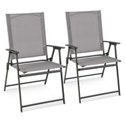 Set di sedie pieghevoli con schienale alto in tessuto resistente alle intemperie, Sedie da esterno Grigio 2 Pezzi-Sedie da esterno