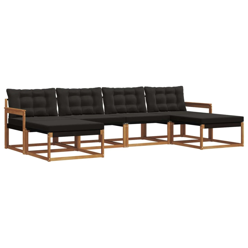 Set di divani da esterno con cuscino 6 pcs Naturale e Nero 3369715
