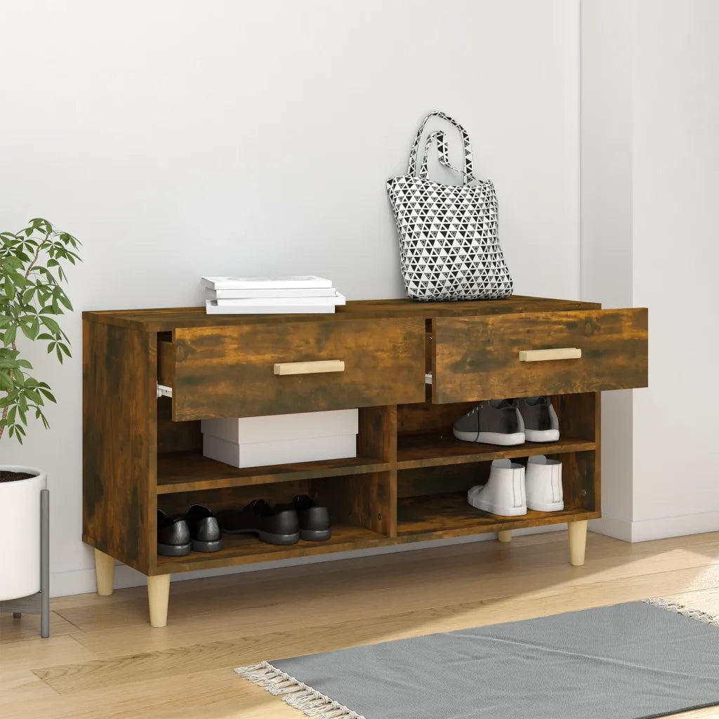 Scarpiera | Mobile per scarpe Rovere Fumo 102x35x55 cm in Legno Multistrato