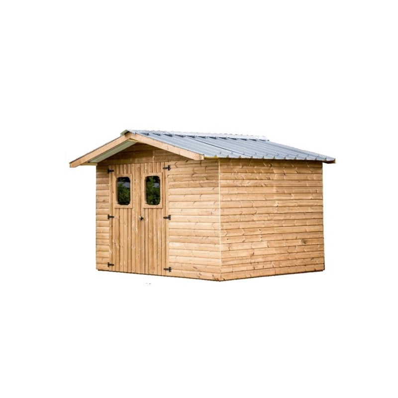 Casetta da giardino in legno termo-trattato 19 mm – 316x240 cm – tetto acciaio e porta finestrata – THE3224.02T Foresta
