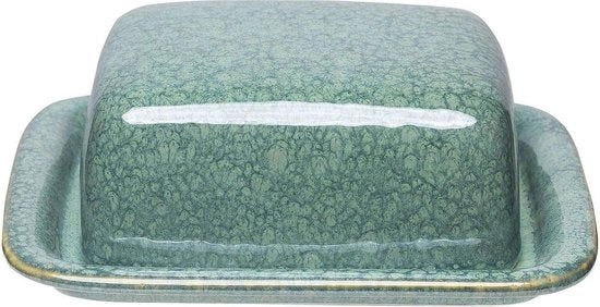 Vaso Ceramico Quadrato con Angoli Smussati in Colori Petrol Turquoise - Ceramica Lucida - Coperchio Rimovibile - Resiste al Lavastoviglie - 172 x 145 x 19 cm