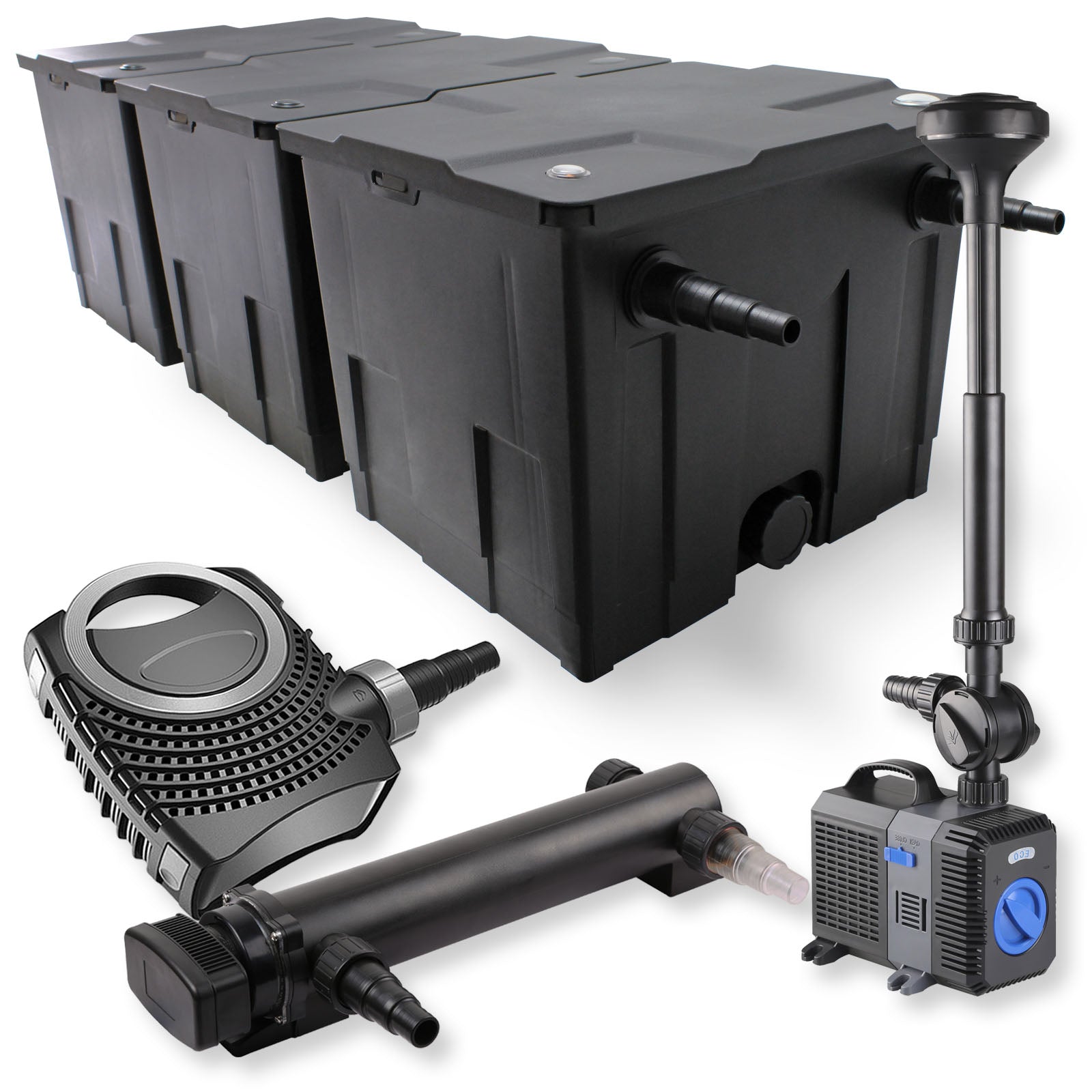 Set Filtro a 3 camere 90000l Chiarificatore 24W Pompa NEO8000 70W Fontana