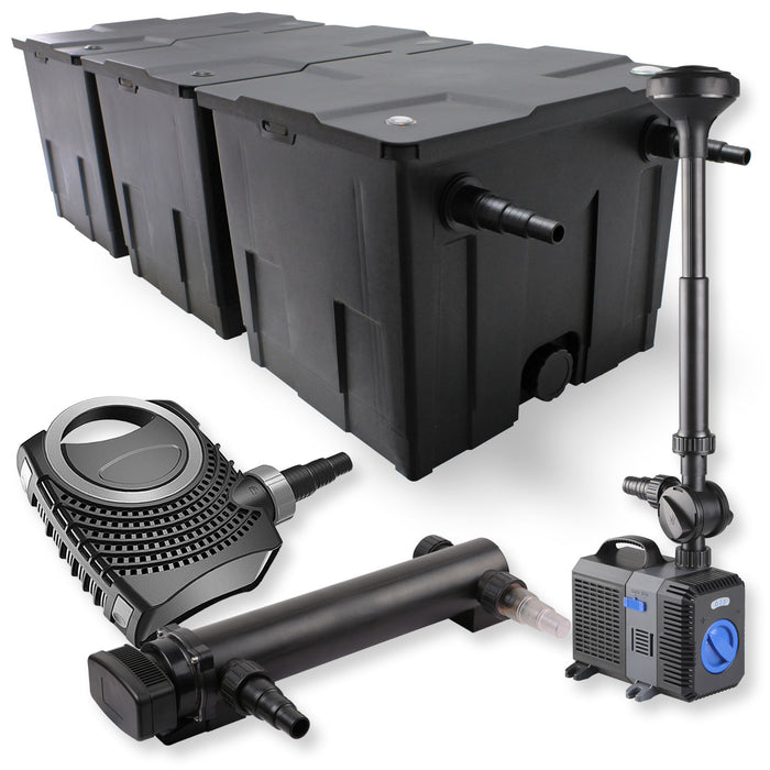 Set Filtro a 3 camere 90000l Chiarificatore 24W Pompa NEO8000 70W Fontana