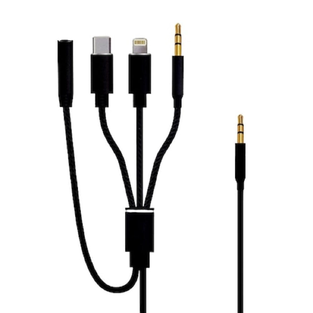 Trade Shop - Adattatore 6in1 Da Cavo Jack 3,5mm A Lightning Type-c Jack 3,5mm M F 1mt Q-sx12 -