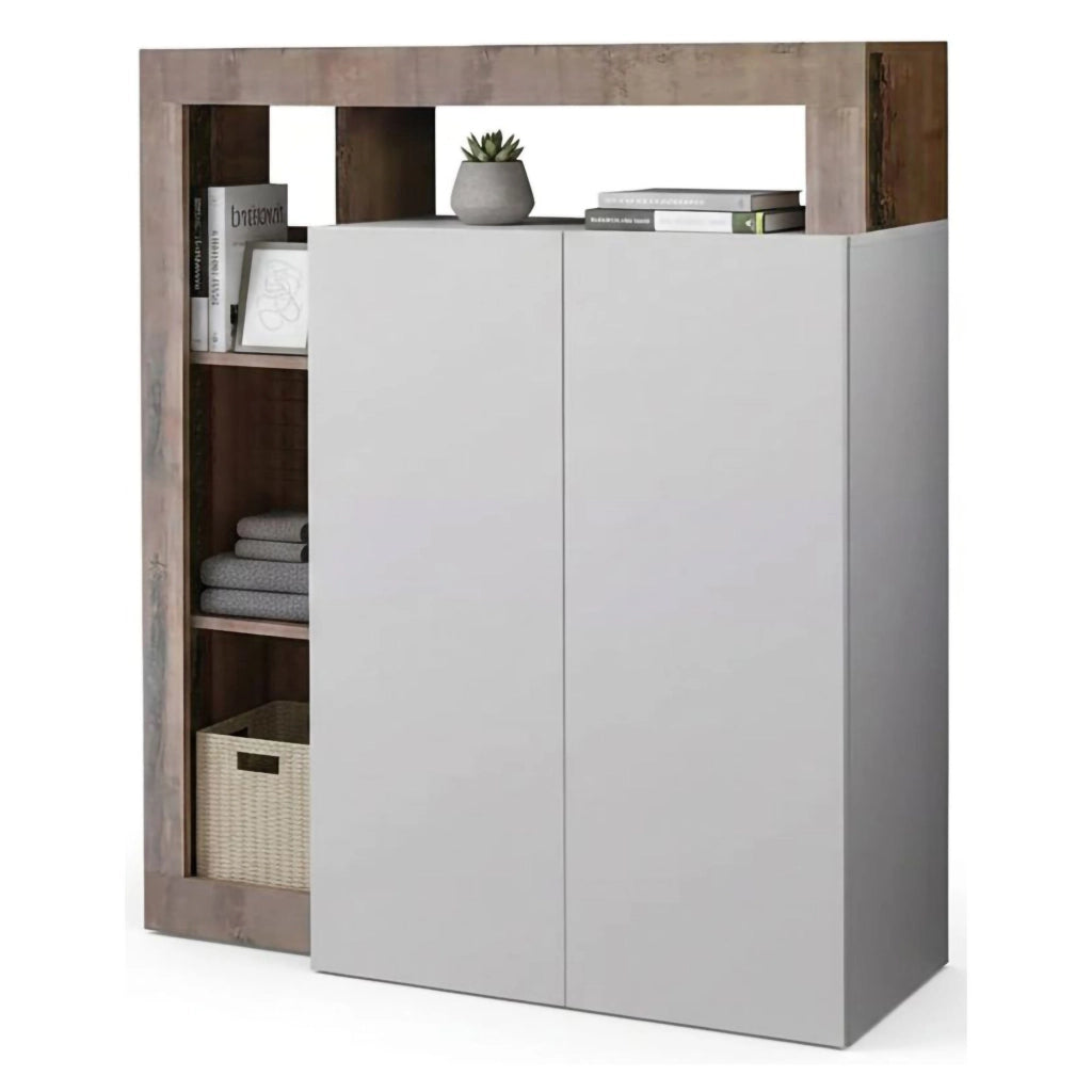 Madia Smeraldo, Credenza 5 Ripiani Made in Italy, 42x108x127h cm Bianco Lucido
