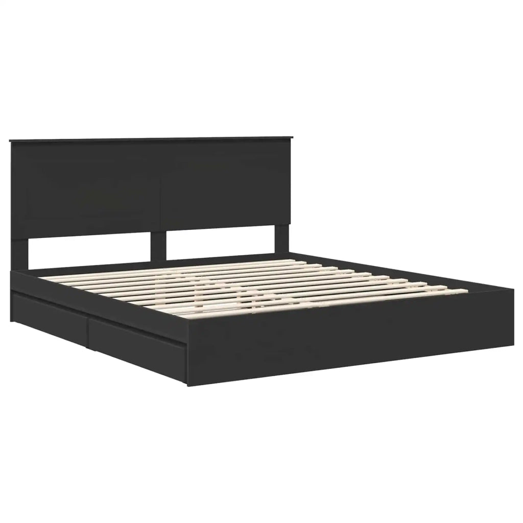 Letto con Contenitore Nero 200 x 200 cm Legno multistrato 3409518