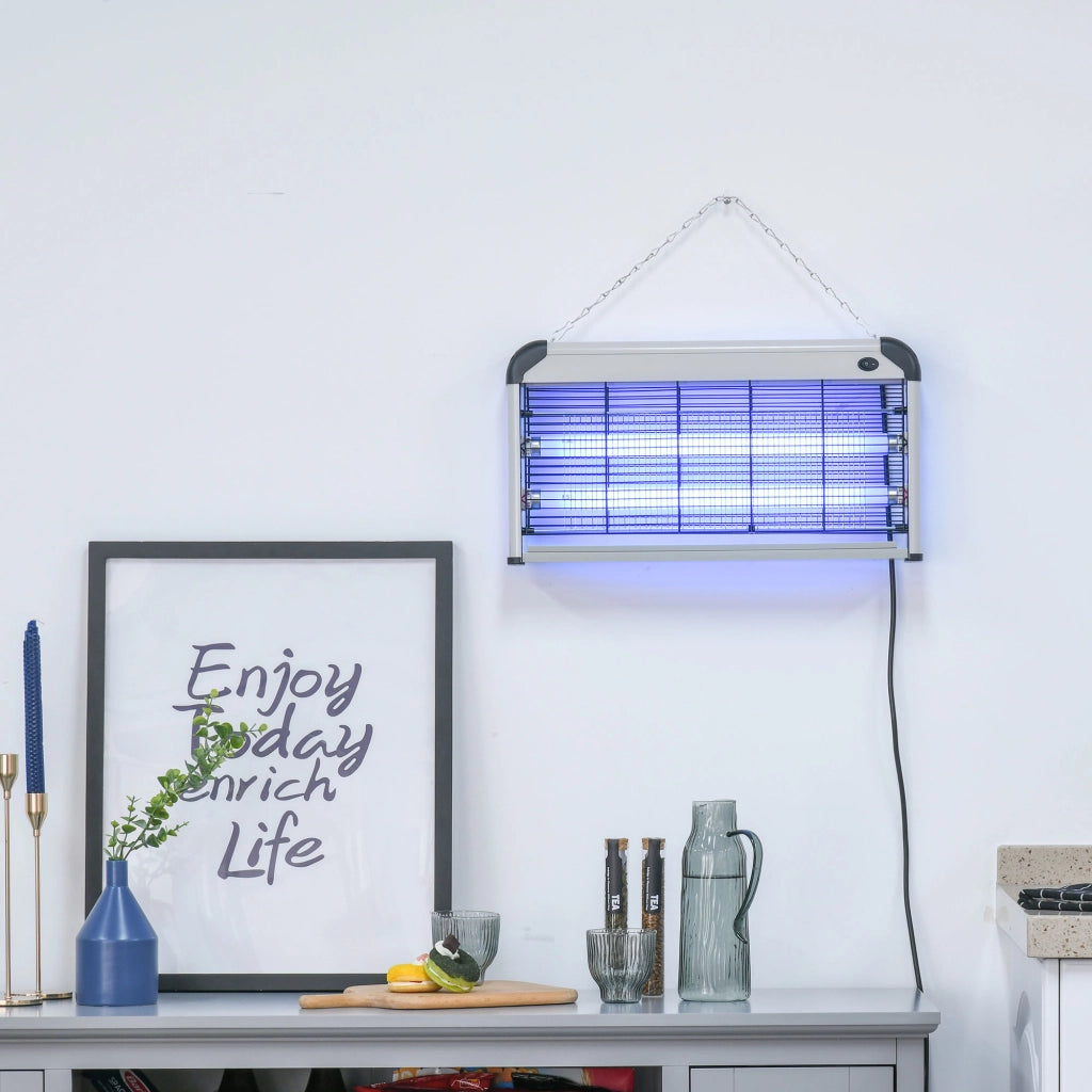 Lampada Antizanzare Elettrica Interno Esterno ¨C Zephmum ¨C Nero Argento 30W 60m2