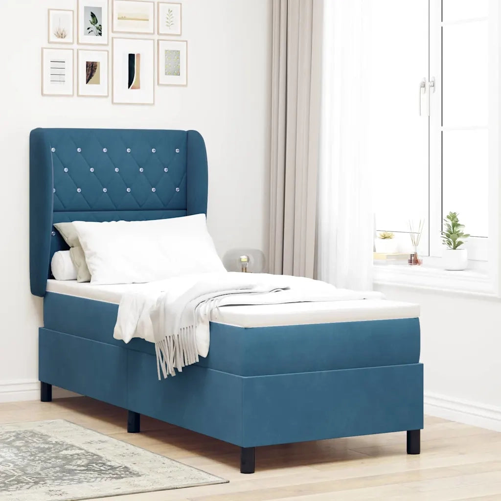 Letto a molle con materasso Blu Scuro 200 x 80 cm Velluto 3340848