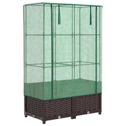 Fioriere | Cassetta per fiori | Letto Rialzato con Copertura Serra Effetto Rattan 80x40x138 cm