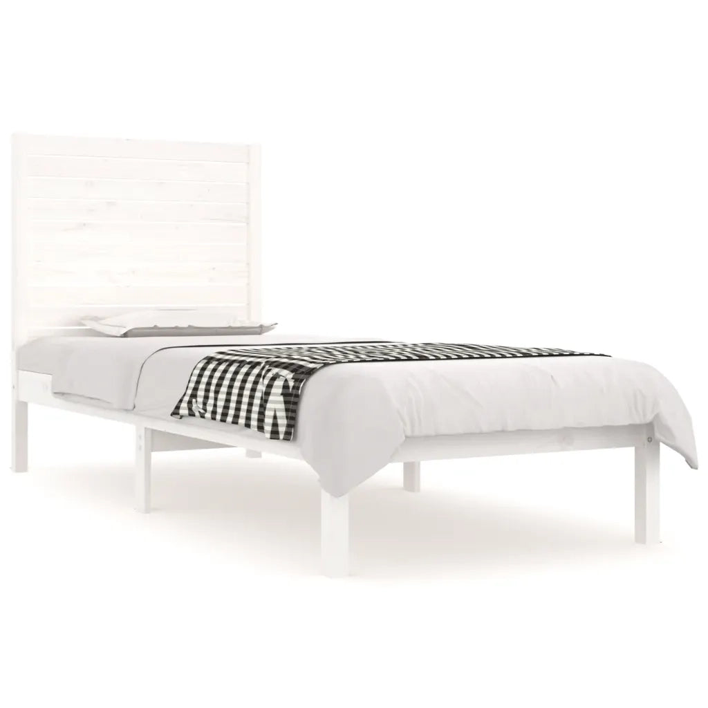 Giroletto-Struttura Letto Bianco in Legno Massello 90x190 cm Single 637246