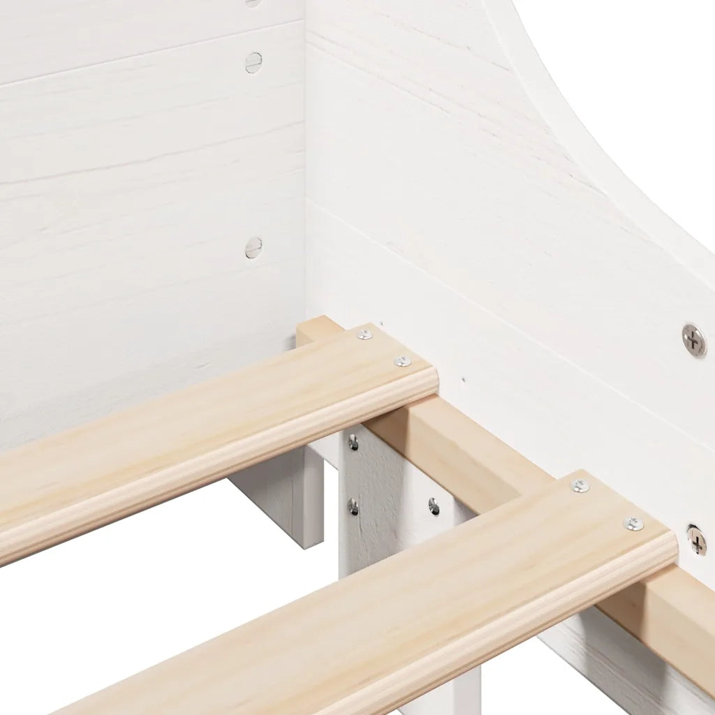 Giroletto senza Materasso Bianco 75x190 Legno Massello di Pino