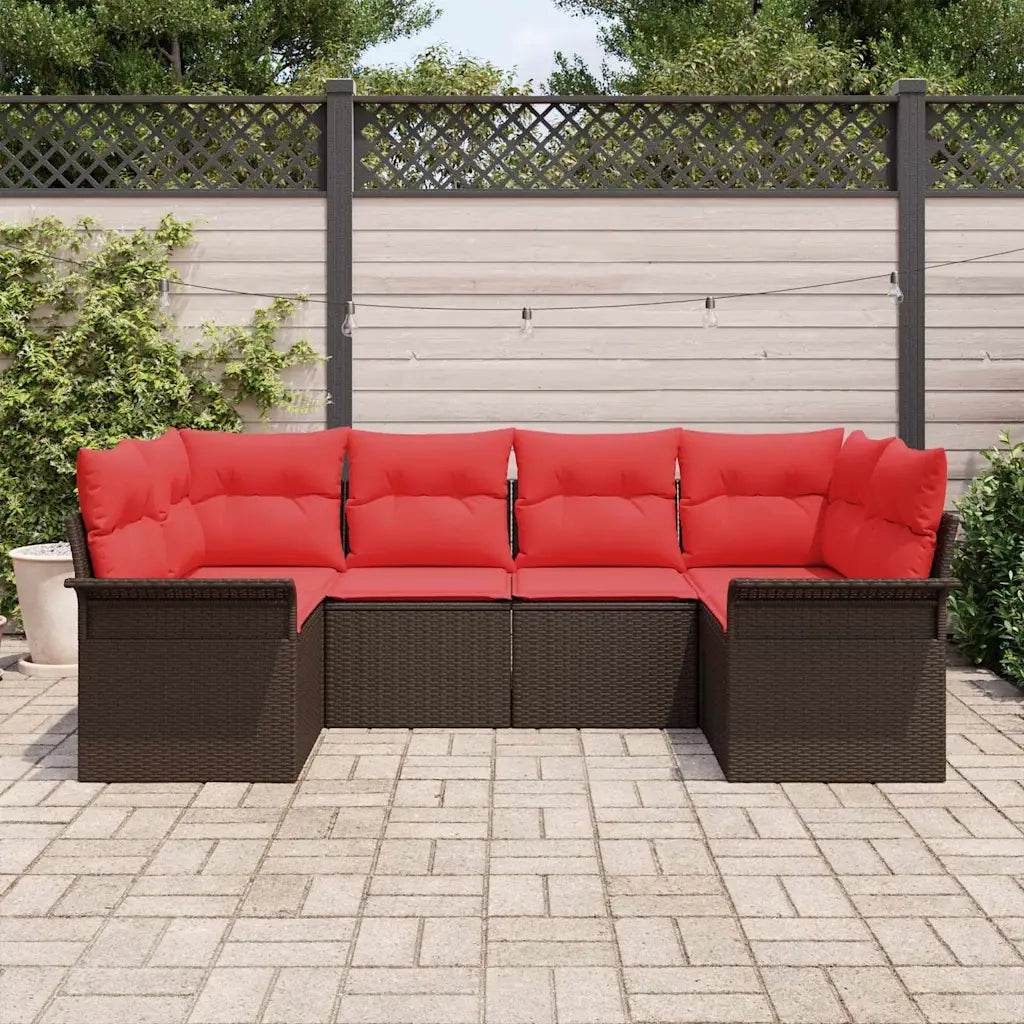 Set Divano da Giardino 6 pcs Marrone Poly Rattan 3354173