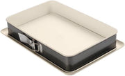 Tavola di supporto rettangolare con protezione da perdite e trattamento antiaderente - 38 cm - crema/antracite