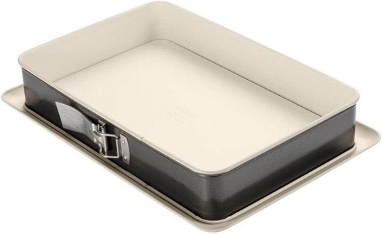 Tavola di supporto rettangolare con protezione da perdite e trattamento antiaderente - 38 cm - crema/antracite