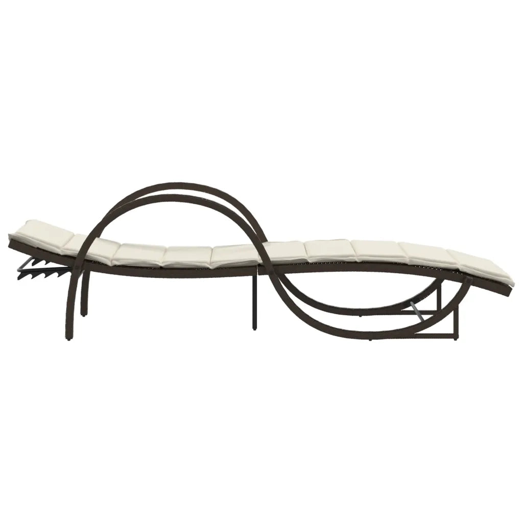 Lettino Prendisole | Sdraio da giardino | Lettino da sole con Cuscino Marrone 60x199x42 cm Polyrattan