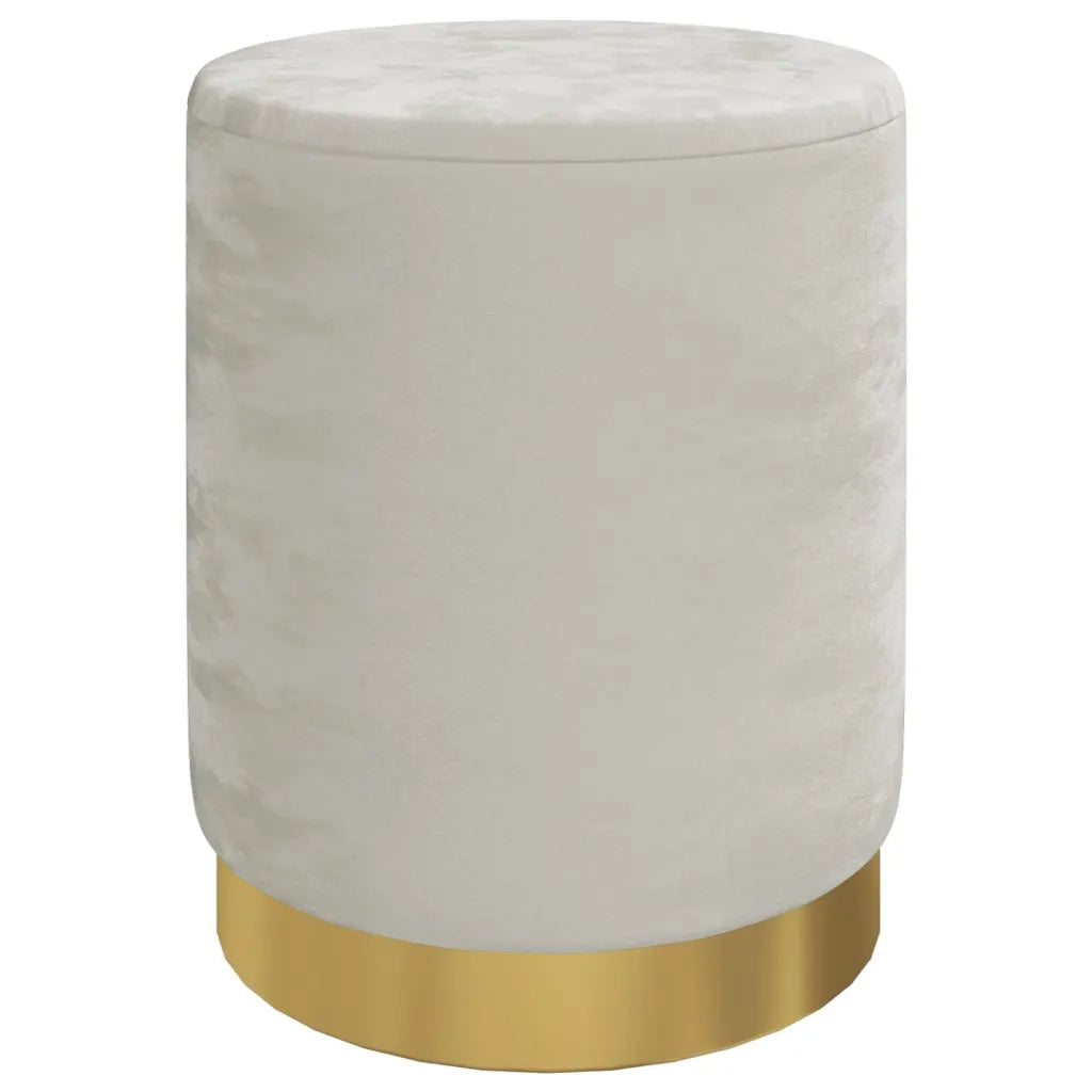 Sgabello Rotondo con Contenitore Grigio Chiaro in Velluto 31 x 37 cm 340285