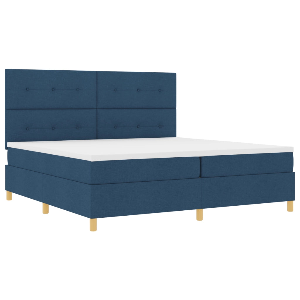 Letto con Box Spring e Materasso Blu 200x200 cm Tessuto
