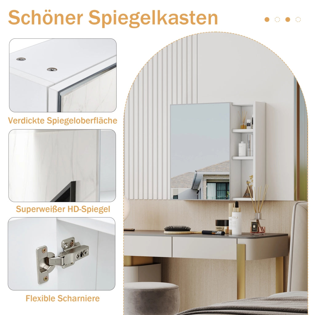 ARMADIO SPECCHIO DA PARETE 63,5x60x13 cm Bianco MDF e vetro di sicurezza