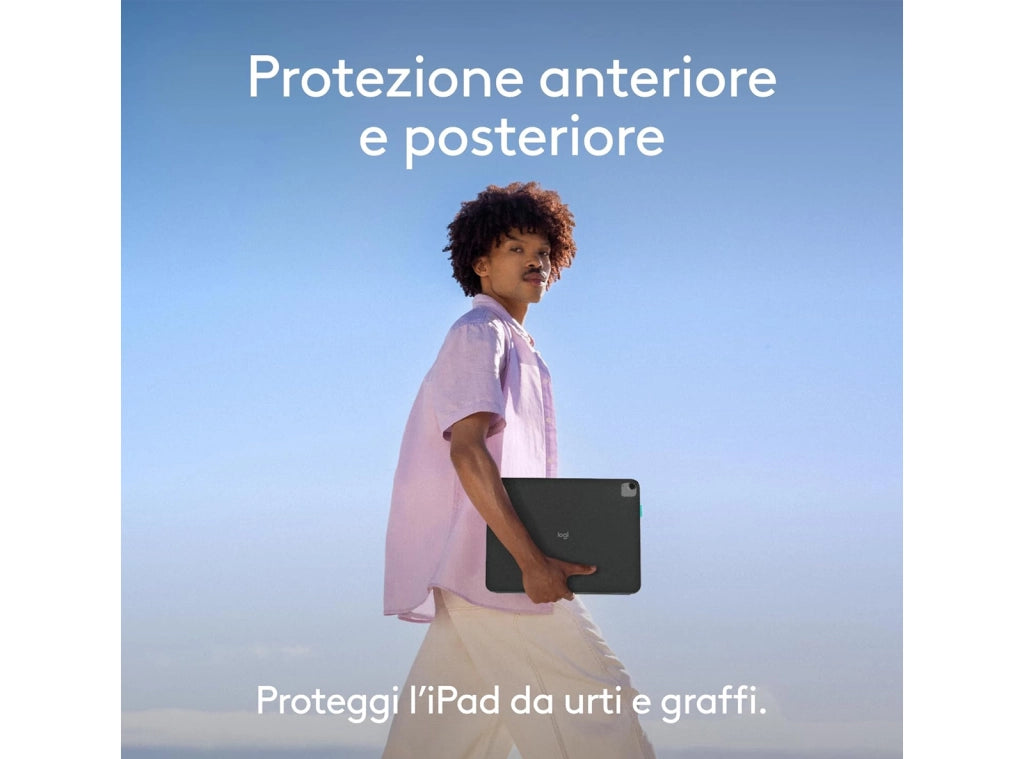 Logitech Flip Folio Custodia con Tastiera Bluetooth Rimovibile per iPad Pro e iPad Air 13" Cover Smart Case Multidispositivo con Supporto Verticale e Orizzontale - EX DEMO