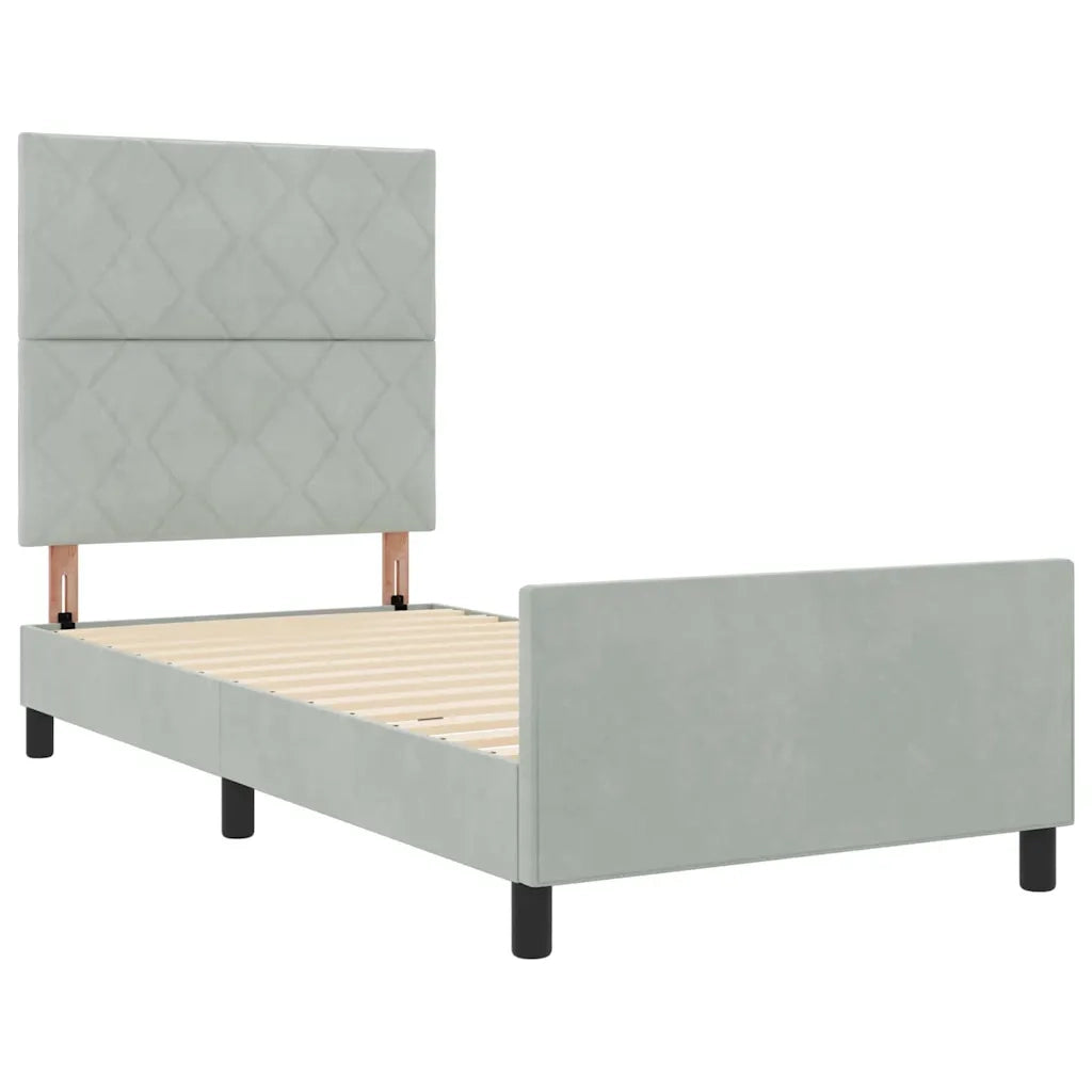 Letto a molle con testiera Grigio chiaro 100 x 200 cm Velluto 3344987